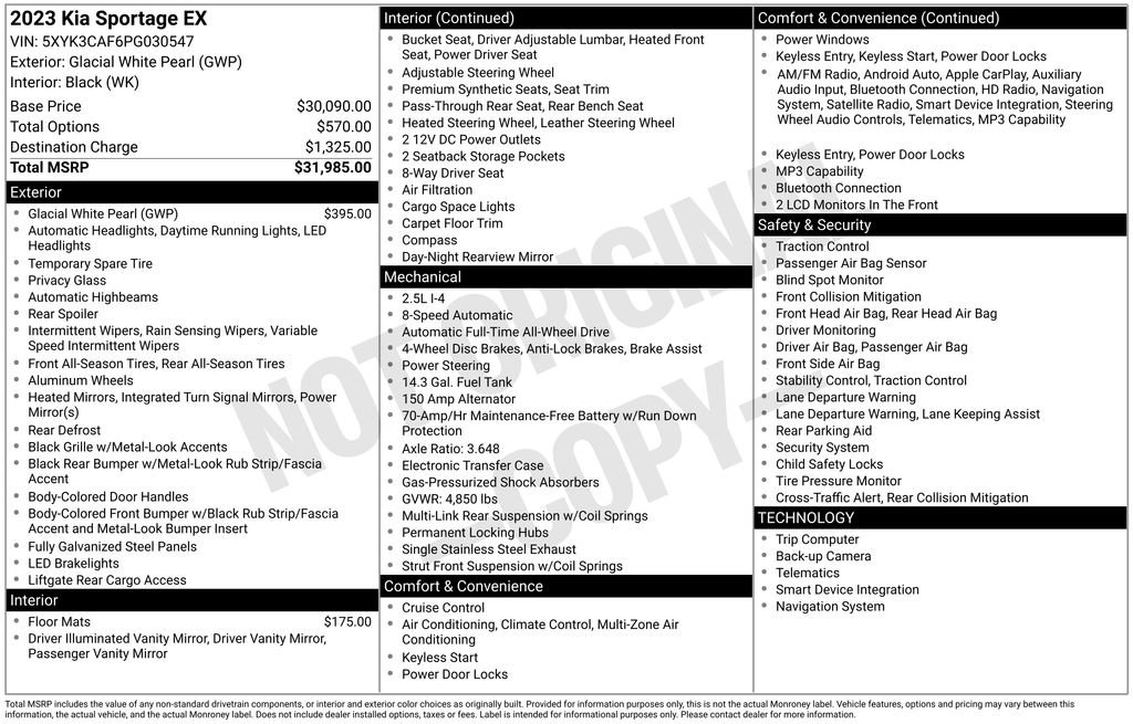 Used 2023 White Kia EX image 6