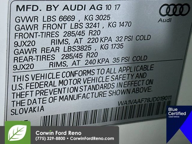 Certified Used 2018 Carrara White Audi 3.0T Prestige image 38
