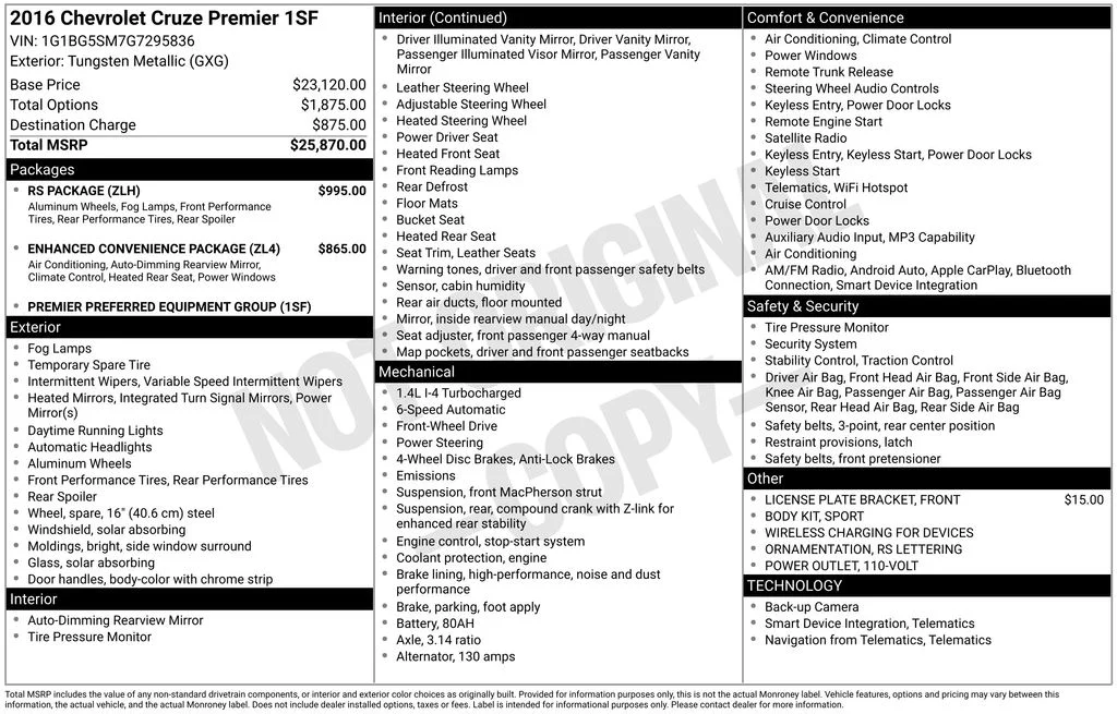 Used 2016 Tungsten Metallic Chevrolet Premier image 2