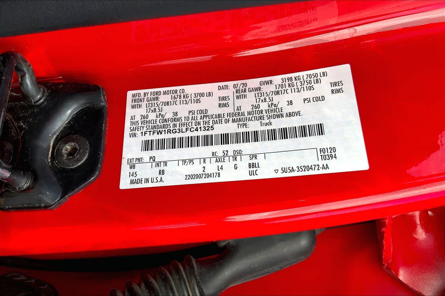 Used 2020 Race Red Ford Raptor image 37