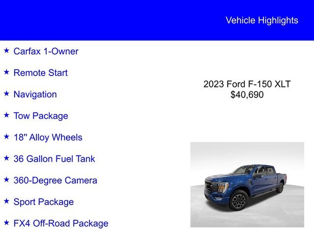 Used 2023 Atlas Blue Metallic Ford XLT image 3