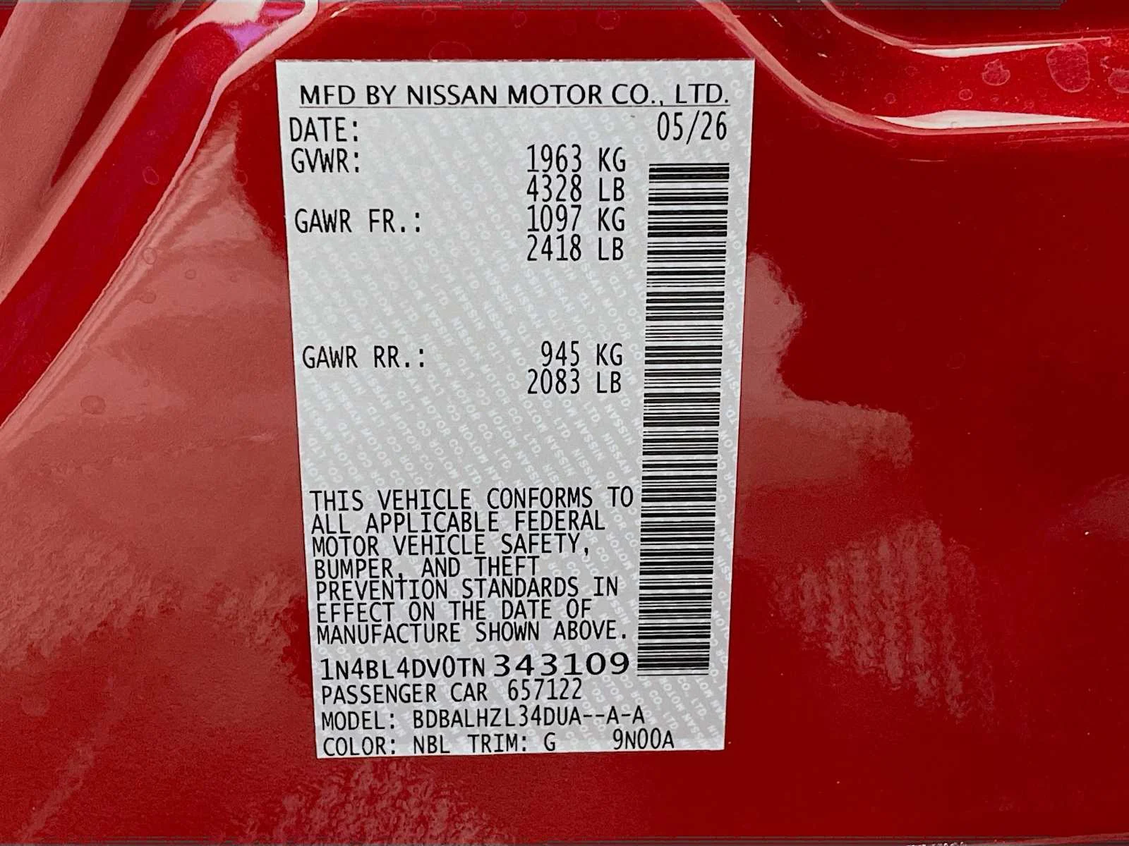 New 2026 Scarlet Ember Tintcoat Nissan SV image 6