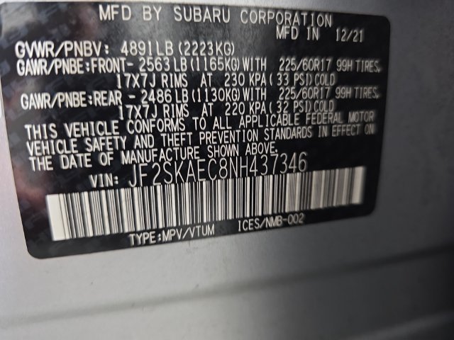 Certified Used 2022 Silver Subaru Premium image 22