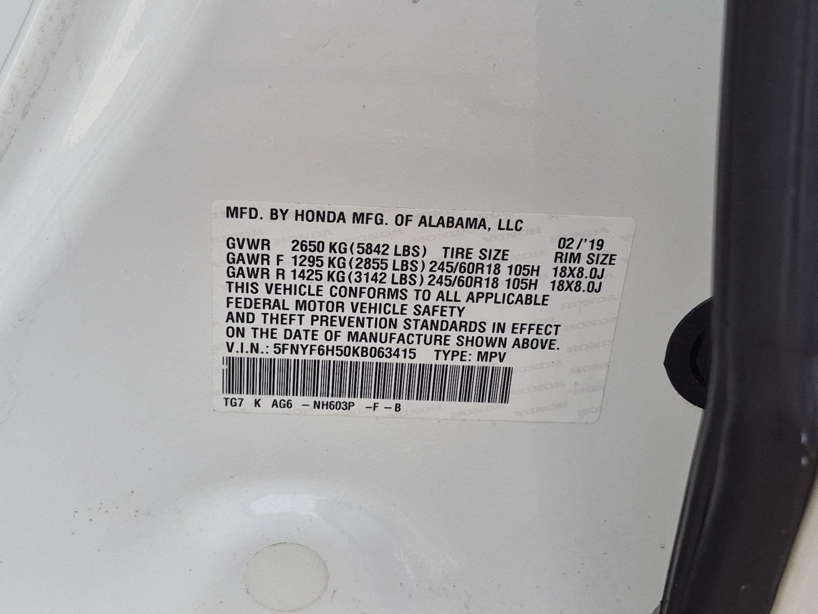 Used 2019 White Diamond Pearl Honda EX-L image 20