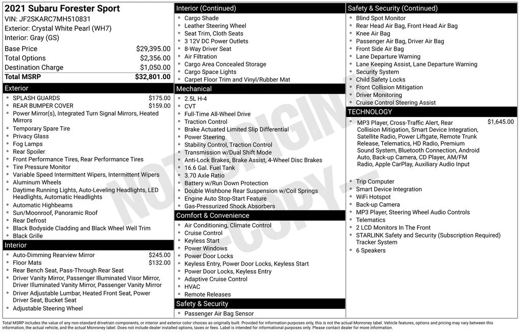 Used 2021 White Subaru Sport image 3