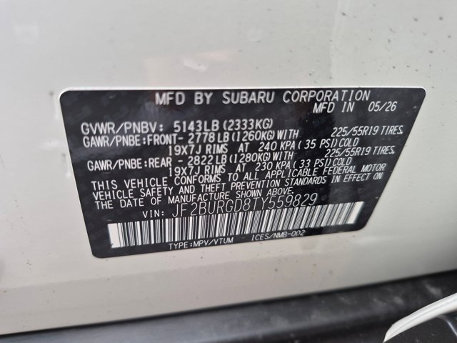 New 2026 CRYSTAL WHITE PEARL Subaru Limited XT image 33