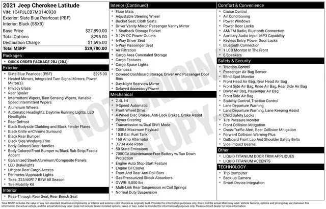 Used 2021 Blue Jeep Latitude image 30