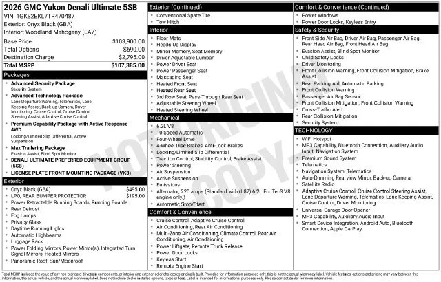 New 2026 Onyx Black GMC Denali Ultimate image 1