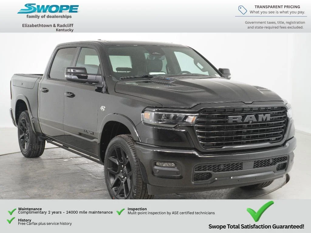 New 2026 Diamond Black Crystal Pearl-Coat Exterior Paint RAM Laramie image 1