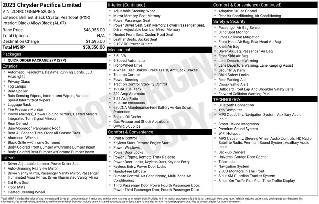Used 2023 Black Chrysler Limited image 3