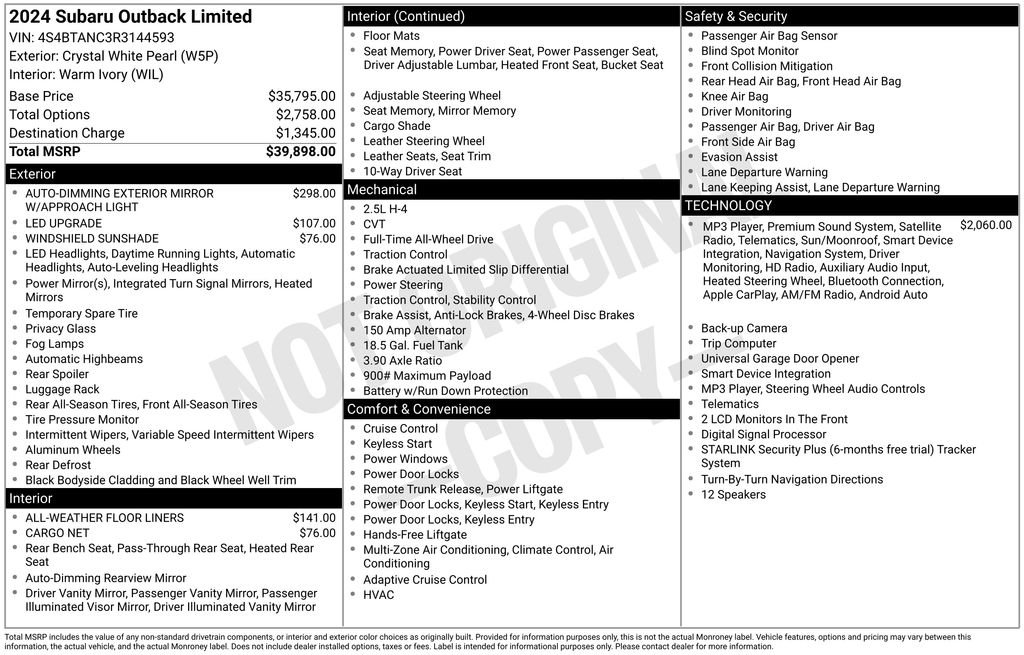 Certified Used 2024 White Subaru Limited image 2