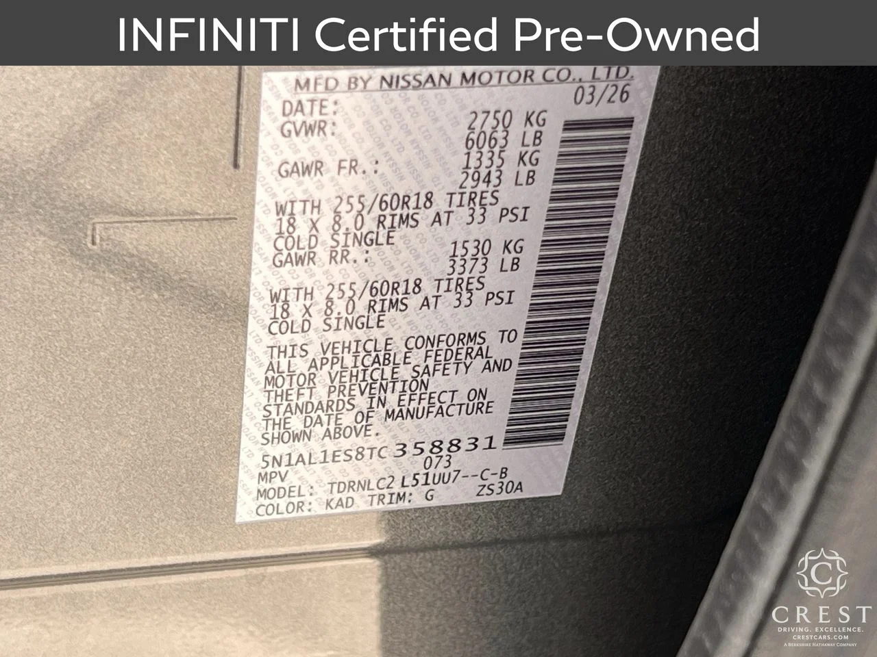 Certified Used 2026 Graphite Shadow INFINITI PURE image 33