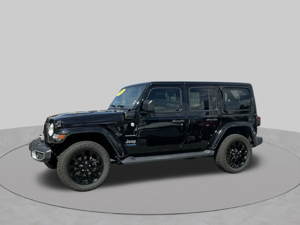 Used 2021 Black Jeep Unlimited Sahara 4xe image 2
