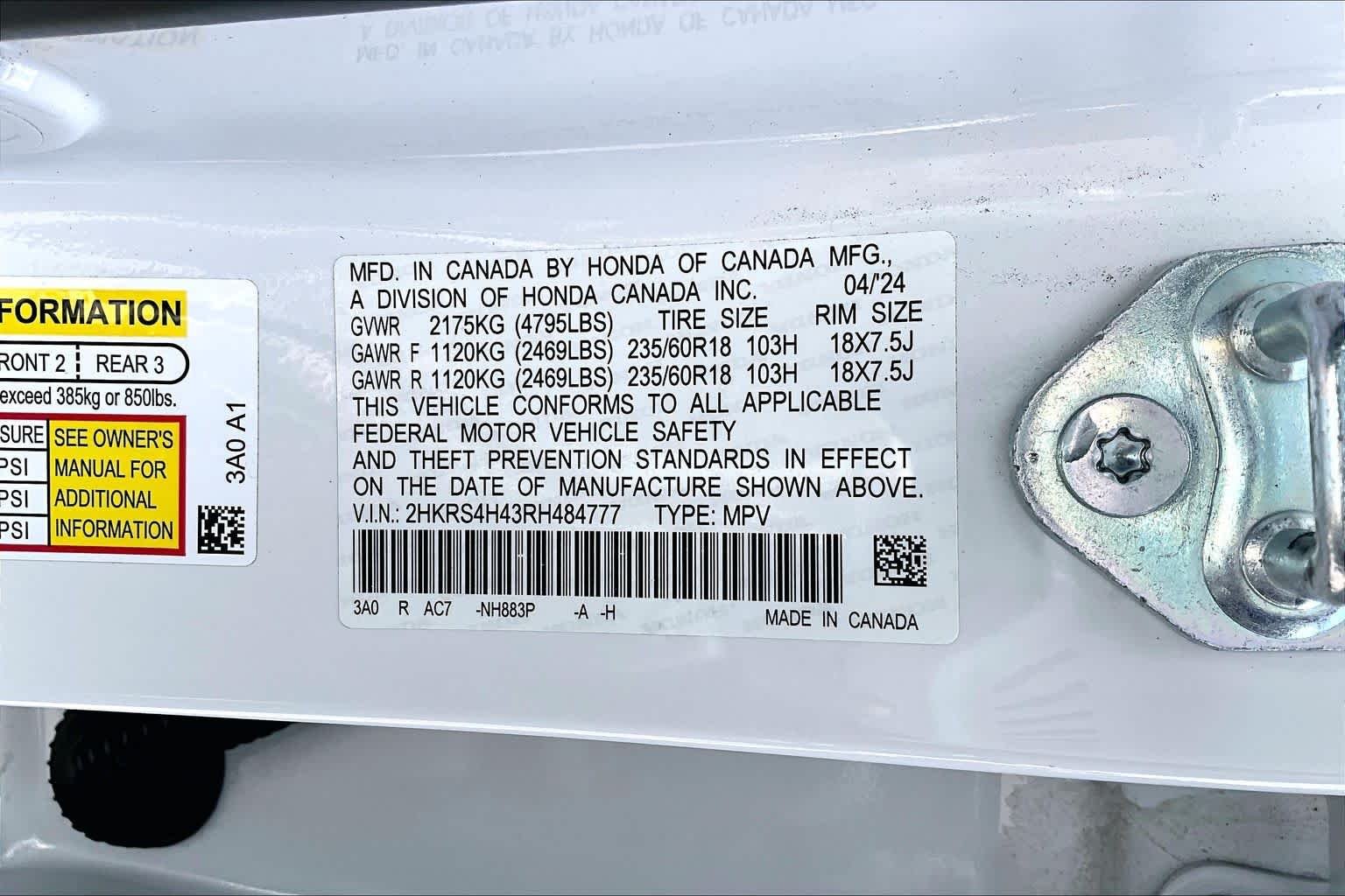 Used 2024 Platinum White Pearl Honda EX image 36