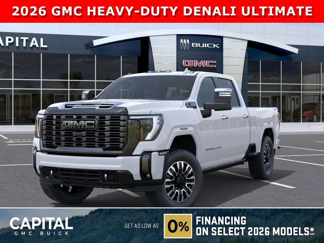 New 2026 GLACIER WHITE TRICOAT GMC Denali Ultimate image 1