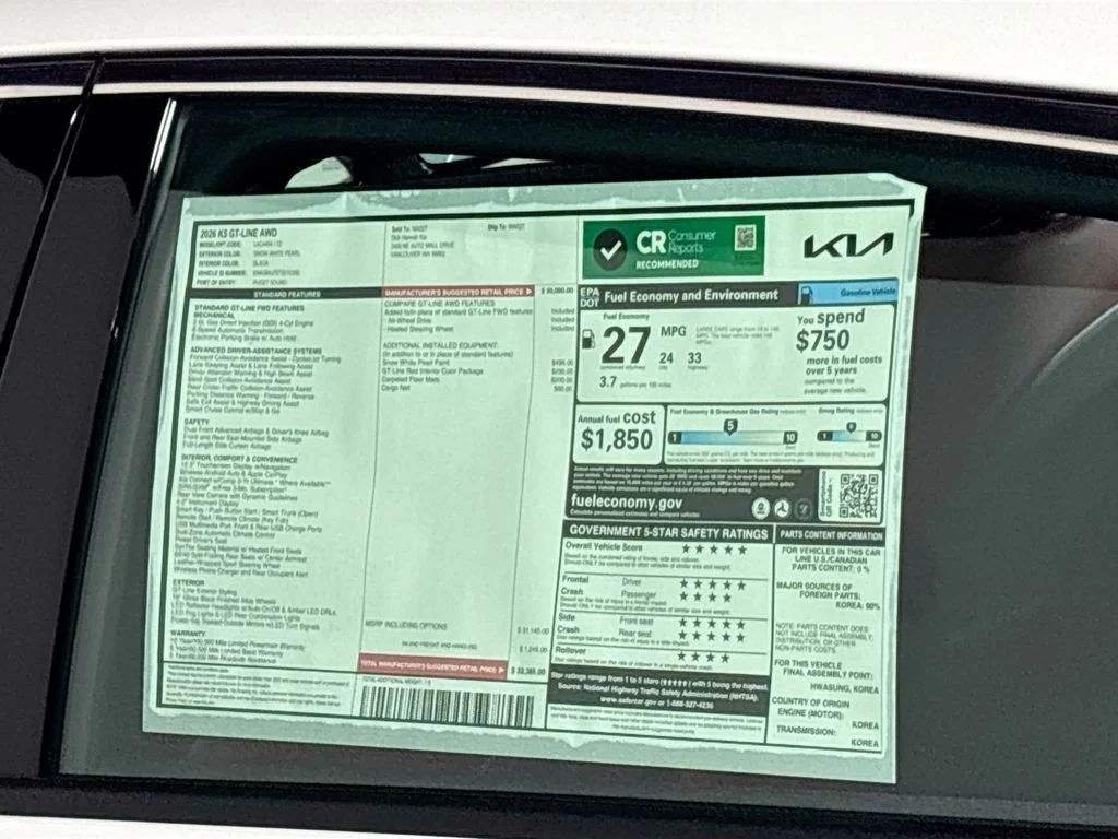 New 2026 Snow White Pearl Kia GT-Line AWD image 24