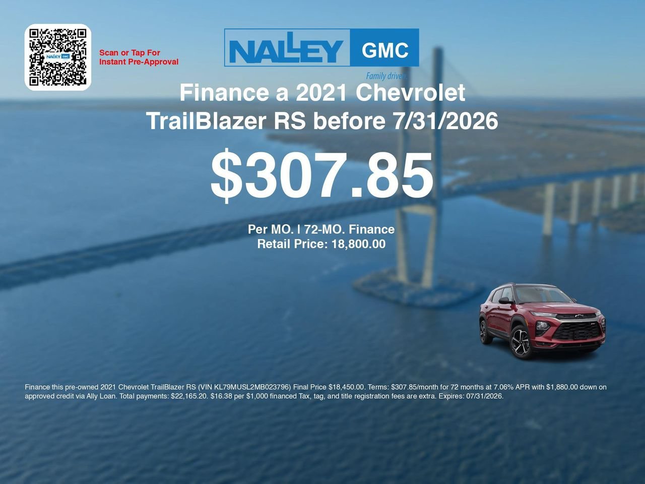 Used 2021 SCARLET RED METALLIC Chevrolet RS image 3