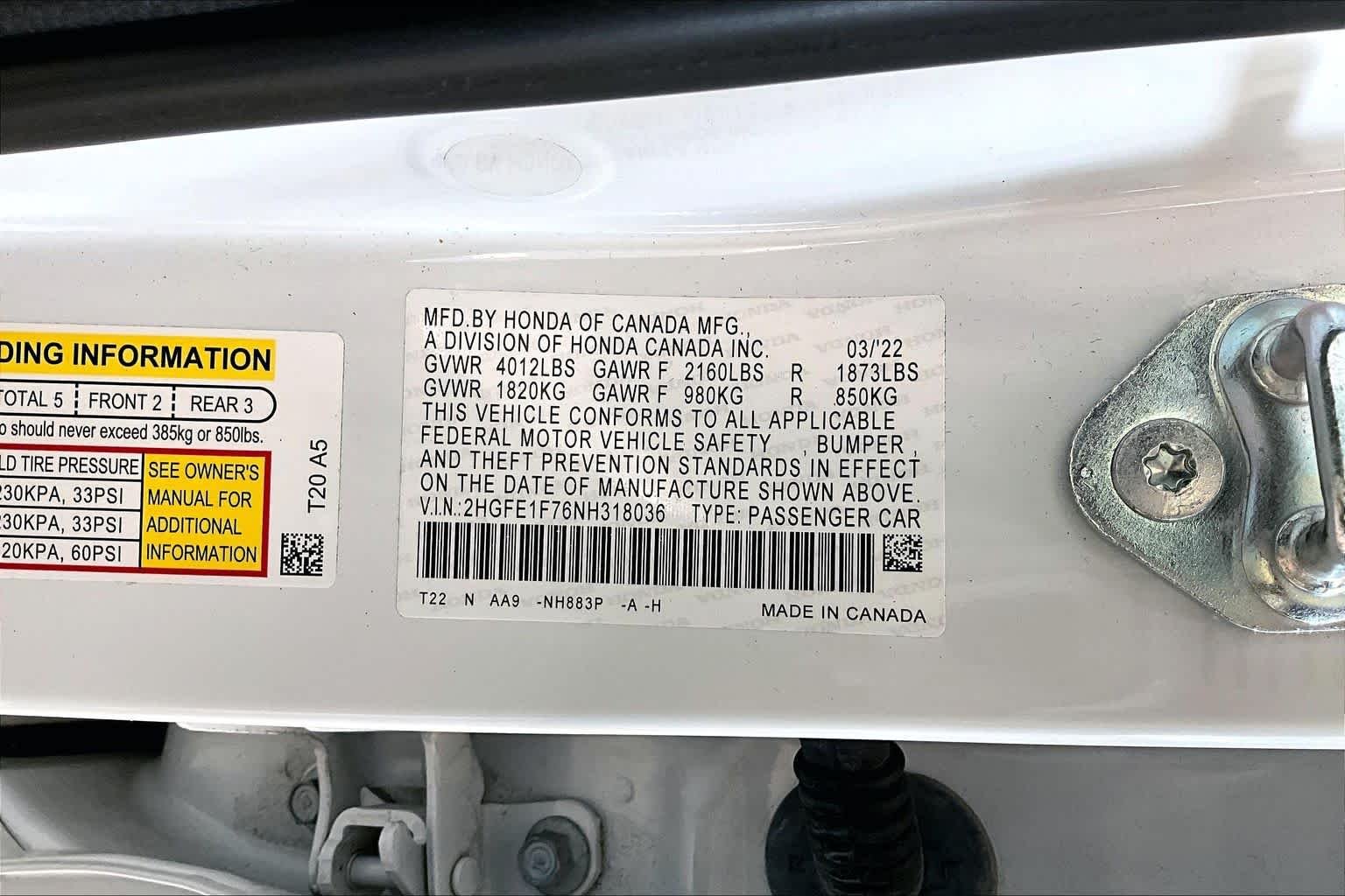 Used 2022 Platinum White Pearl Honda EX image 31