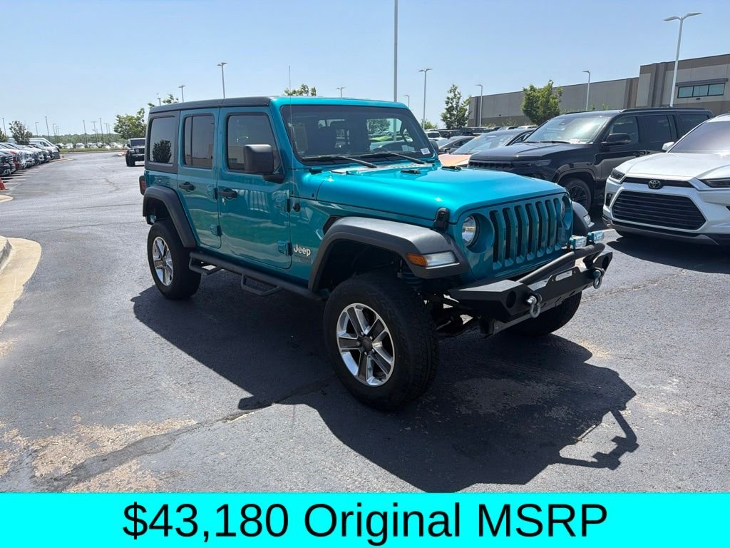 Used 2020 Teal Jeep Unlimited Sport S image 1