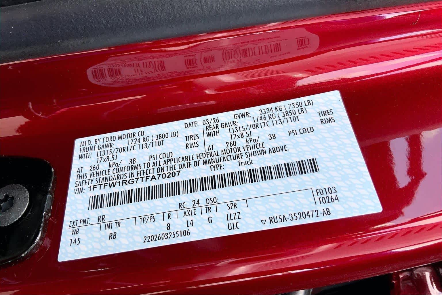 New 2026 Ruby Red Metallic Tinted Clearcoat Ford Raptor® image 16
