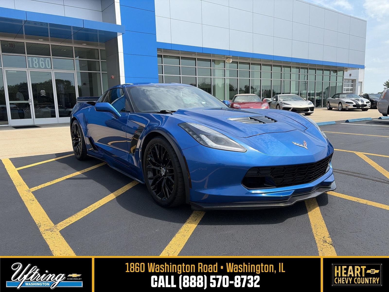 Used 2015 LAGUNA BLUE TINTCOAT Chevrolet Z06 3LZ image 1