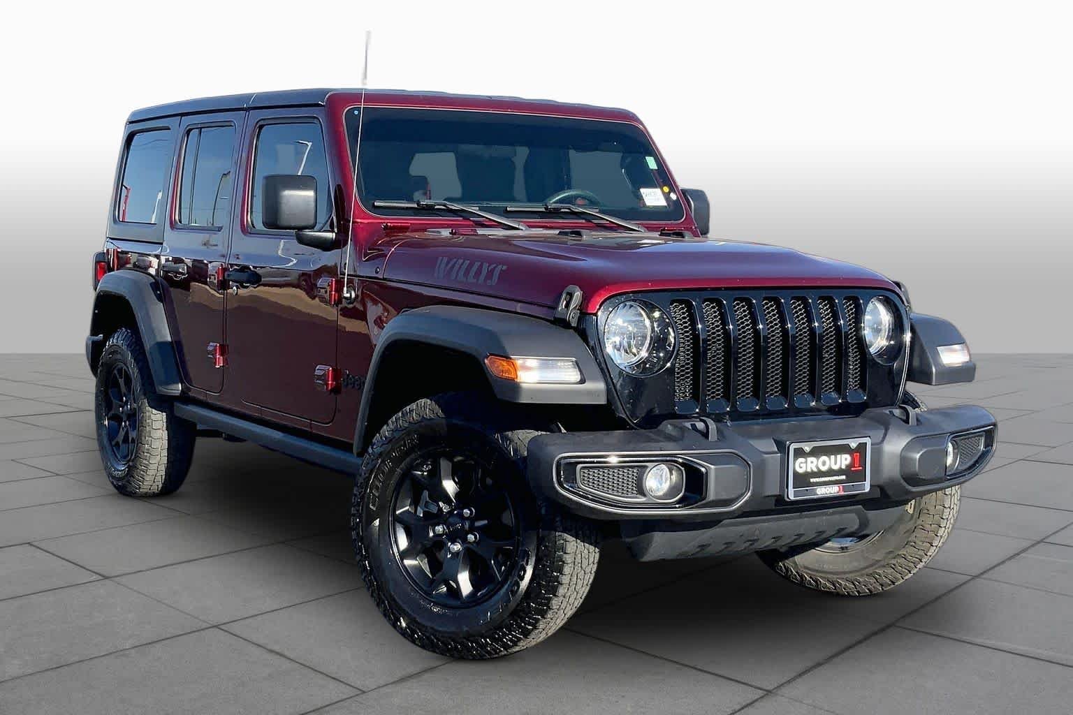 Used 2021 Snazzberry Pearlcoat Jeep Unlimited Willys Sport image 3