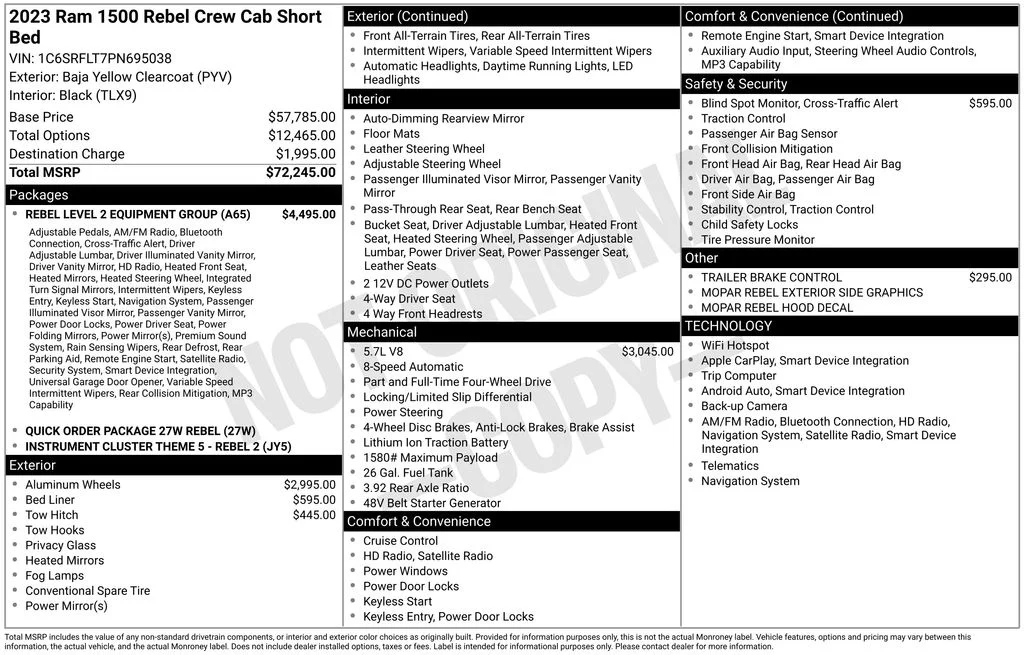 Certified Used 2023 Yellow Ram Rebel image 8