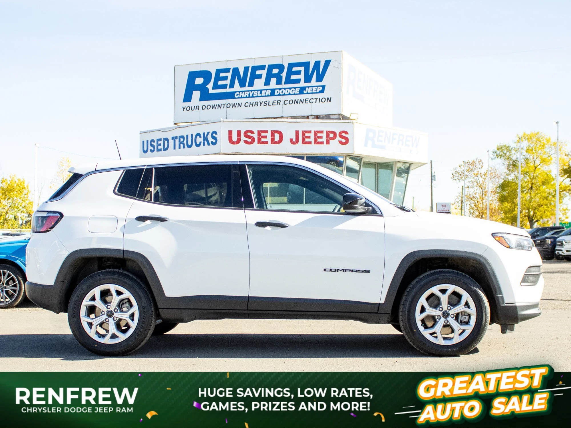 Used 2025 White Jeep Sport* 4x4, Heated Seats, Select-Terrain, Backup Camera, Safety Tech image 1