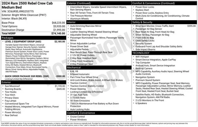 Used 2024 Bright White Clearcoat Ram Rebel image 41