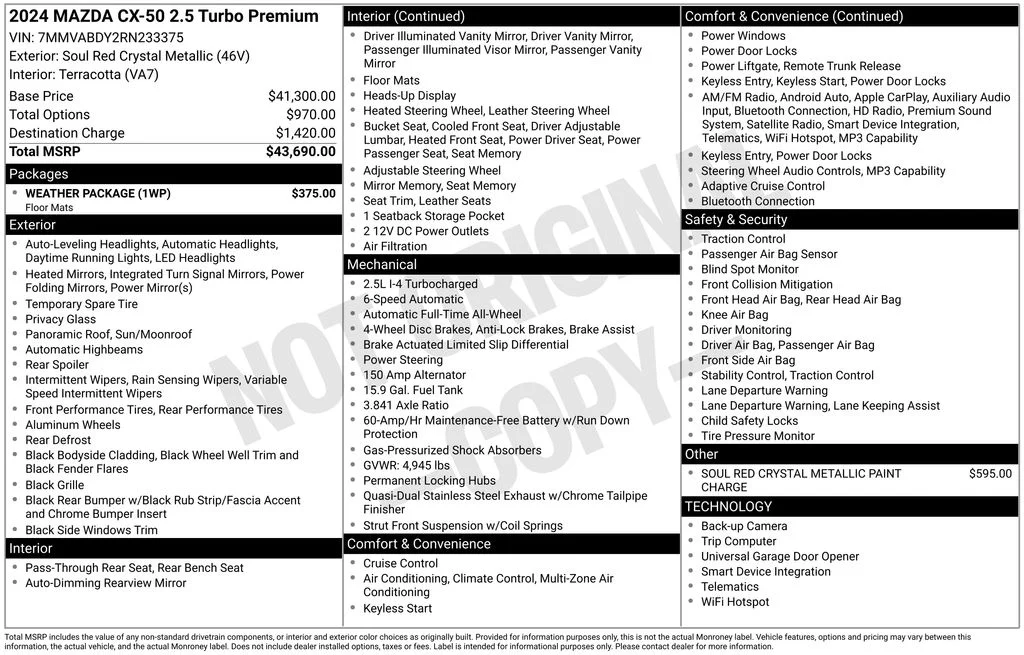 Certified Used 2024 Red Mazda 2.5 Turbo Premium Package image 10