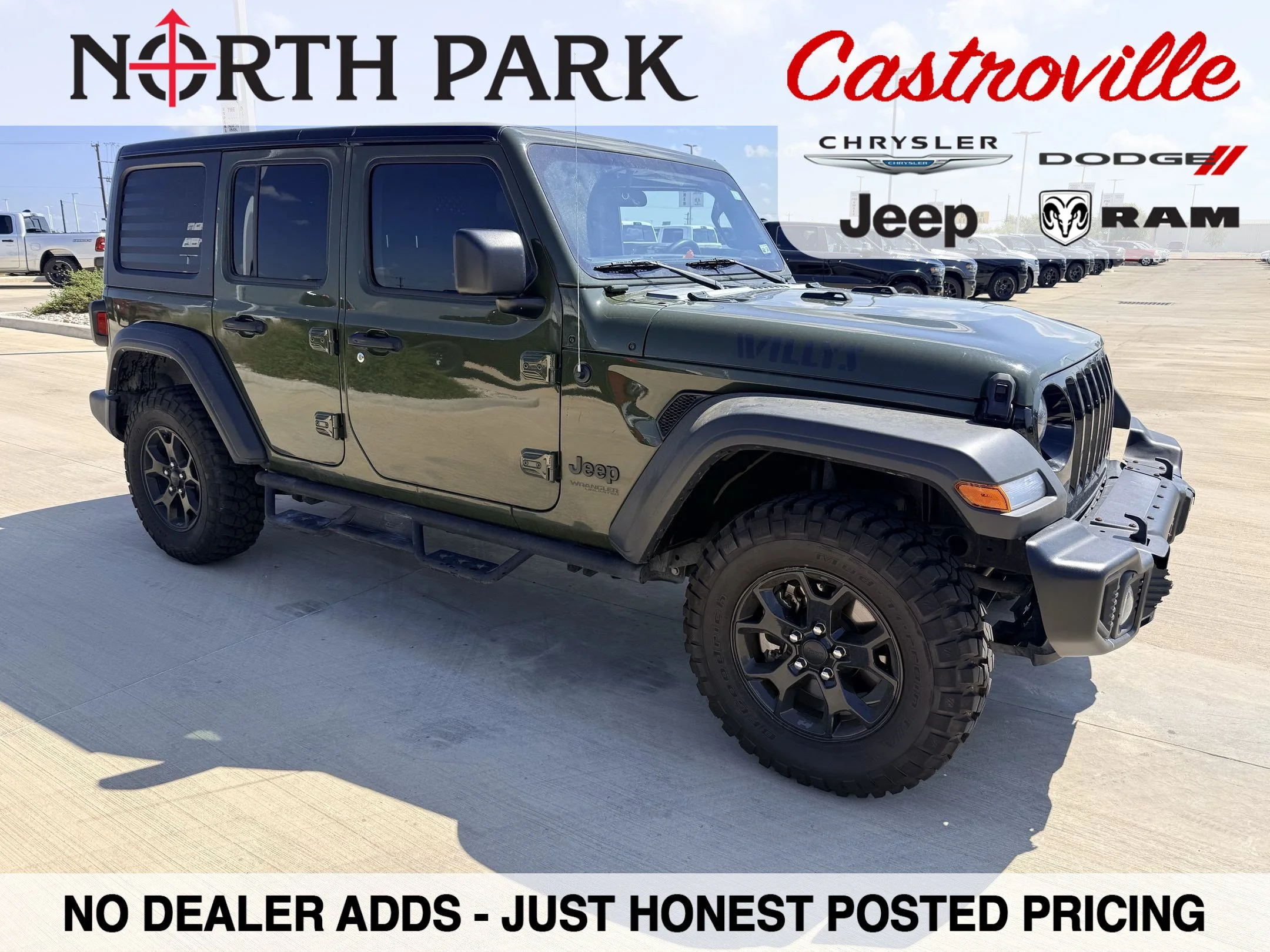 Used 2022 Green Jeep Unlimited Willys image 1