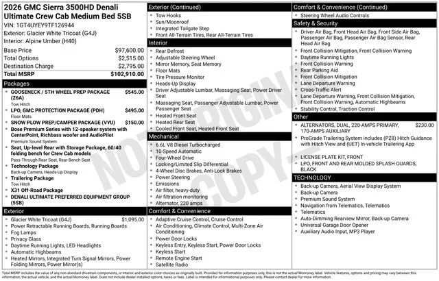 New 2026 Glacier White Tricoat GMC Denali Ultimate image 5