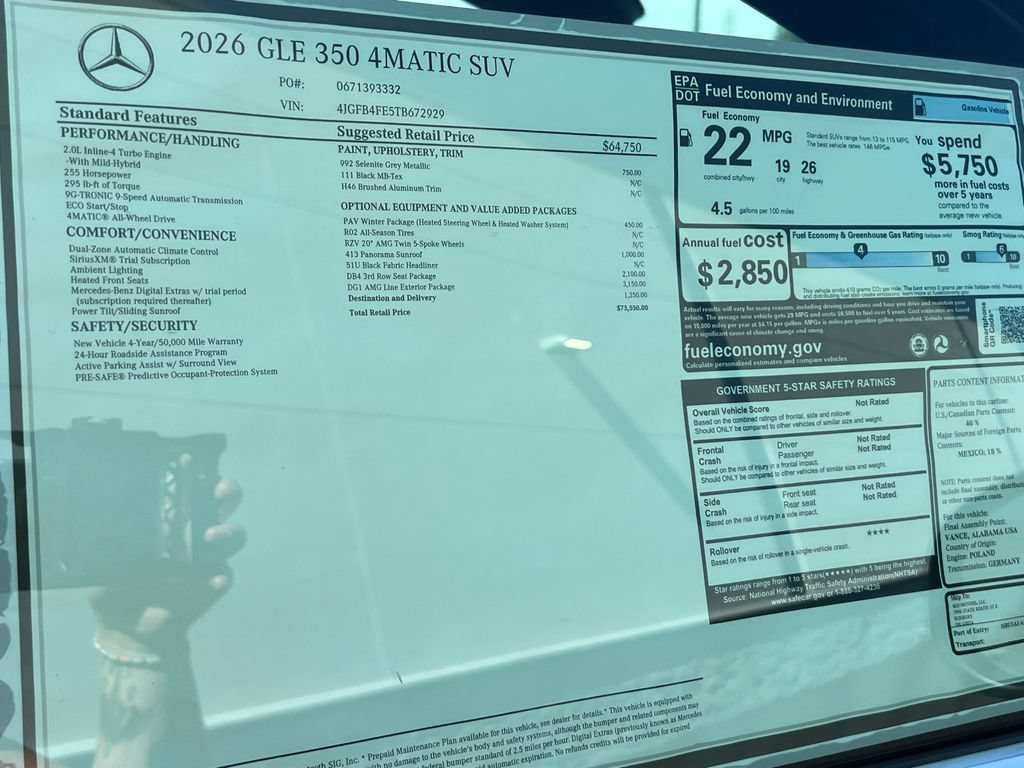 New 2026 Selenite Grey Metallic Mercedes-Benz GLE 350 image 76