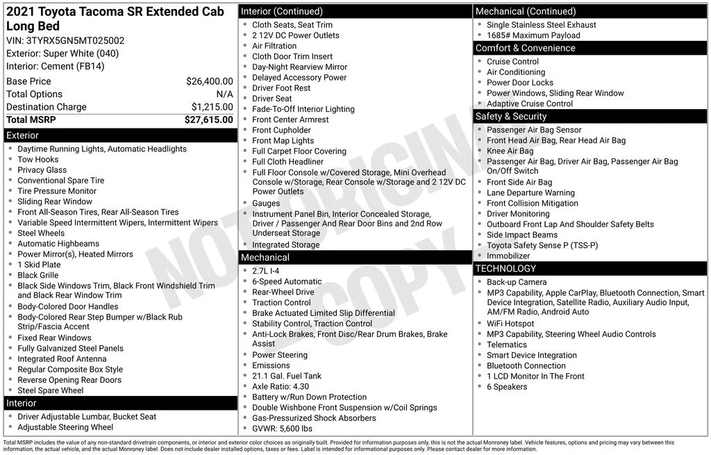 Used 2021 White Toyota SR image 16
