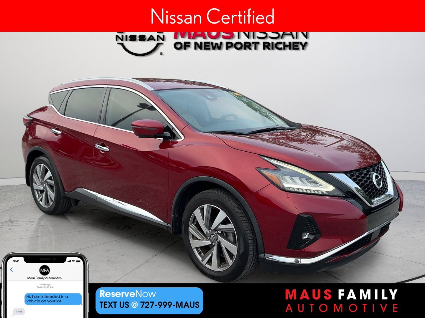 Certified Used 2021 Red Nissan SL image 1