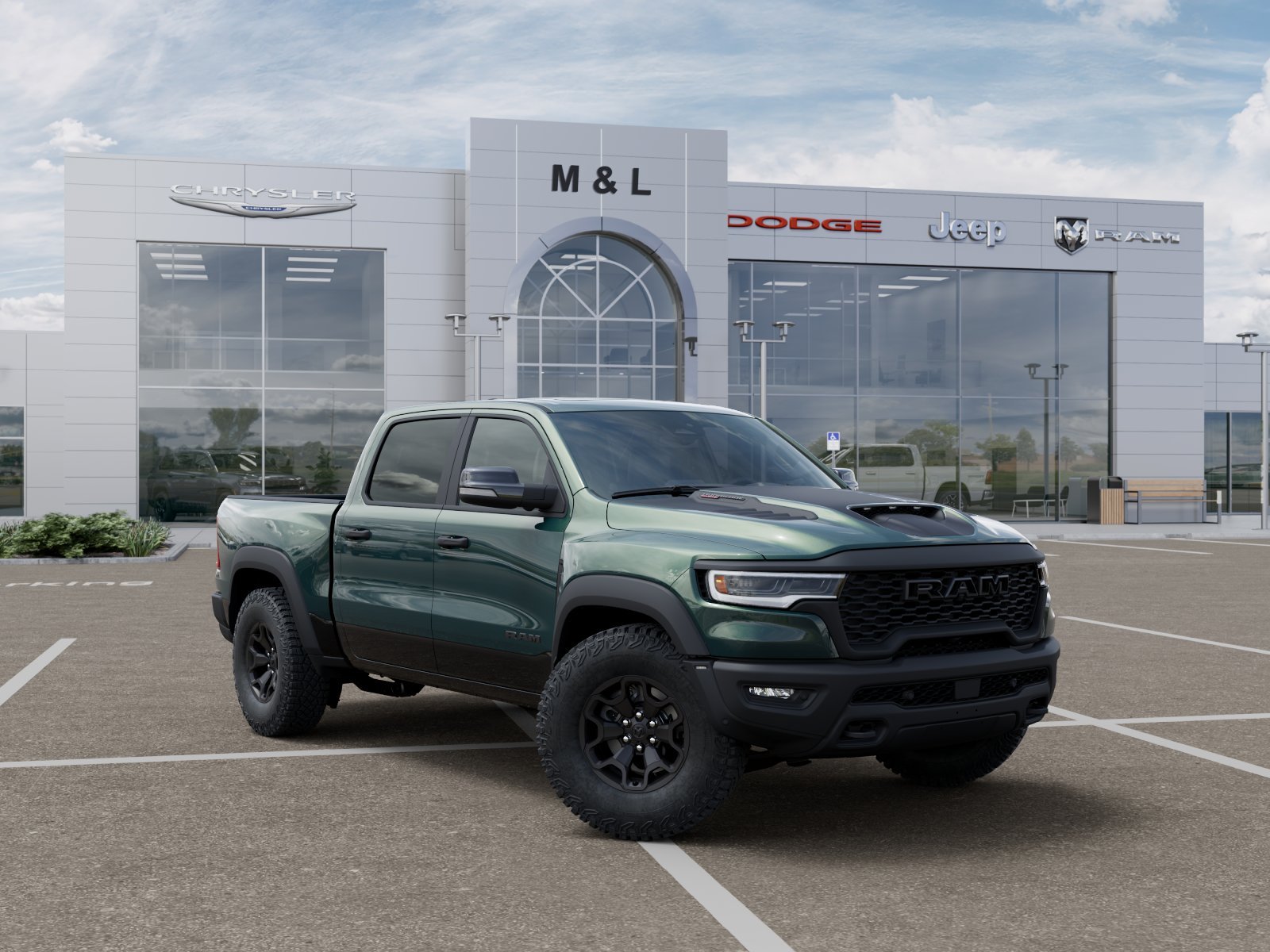 New 2026 Serrano-Green Metallic Exterior Paint RAM RHO Crew Cab 4x4 5