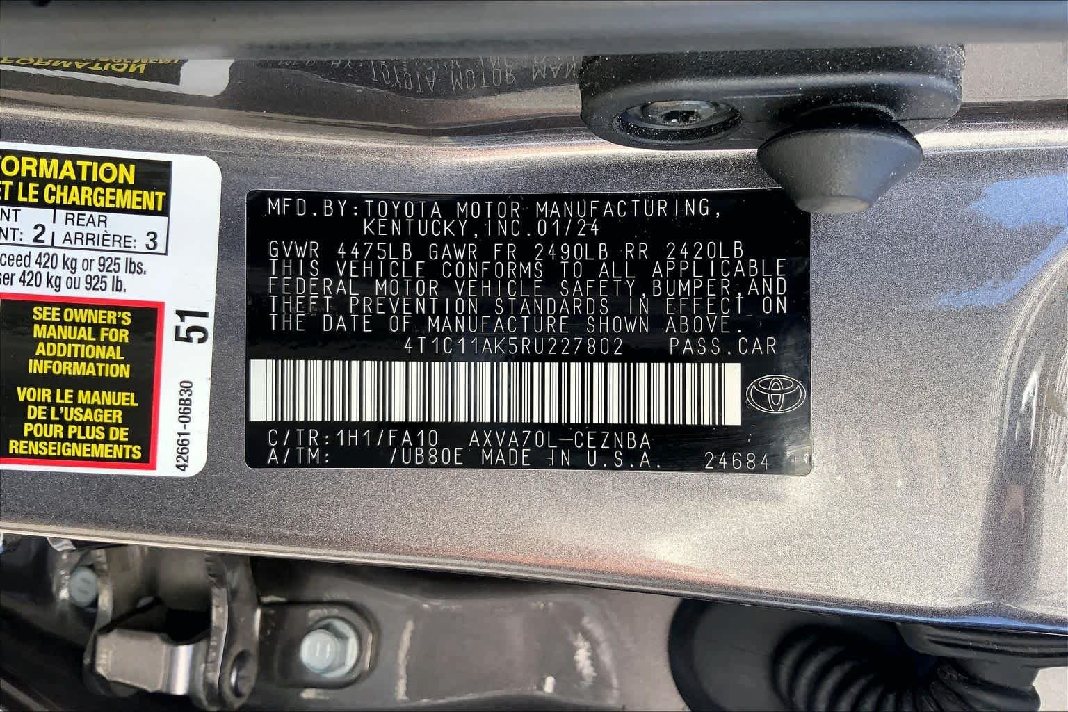 Used 2024 Predawn Gray Mica Toyota LE image 36
