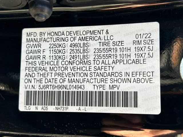 Used 2022 Crystal Black Pearl Honda Touring image 19