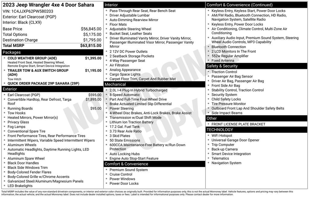 Used 2023 Jeep Wrangler 4xe Sahara 4XE with VIN 1C4JJXP62PW580203 for sale in Port Orchard, WA