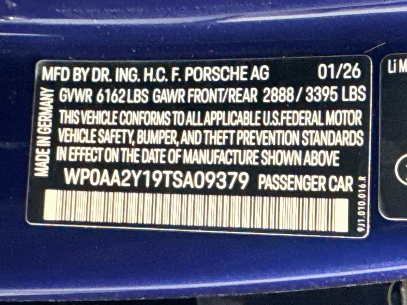 New 2026 Gentian Blue Metallic Porsche  image 24