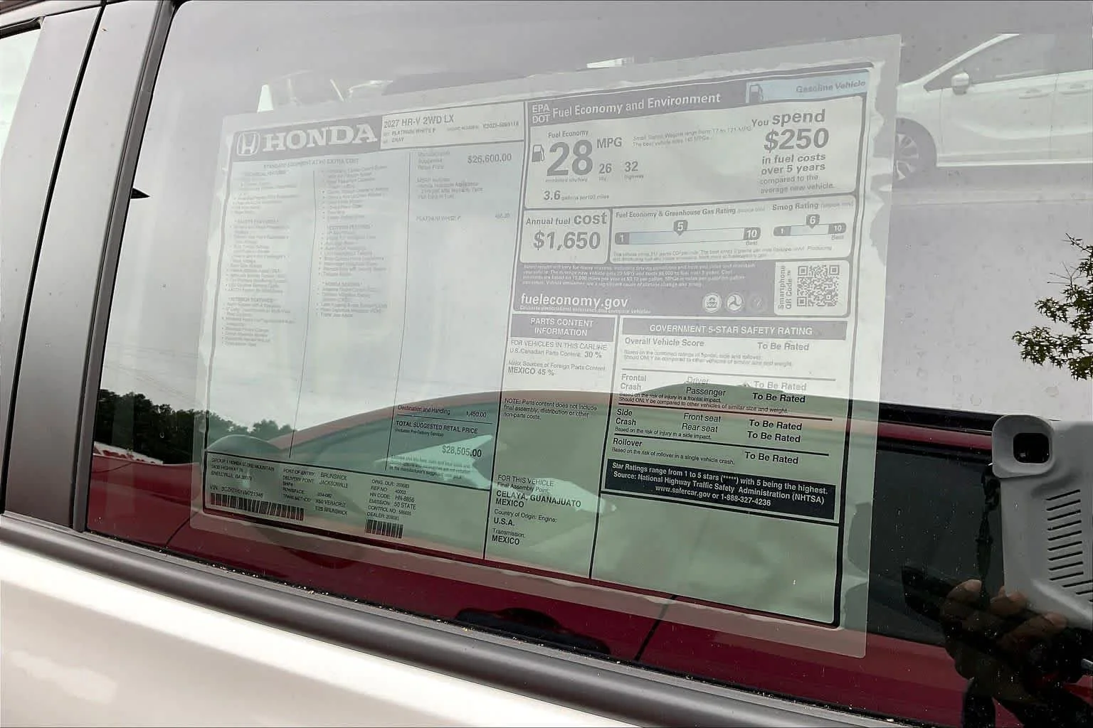 New 2027 Platinum White Pearl Honda LX image 20