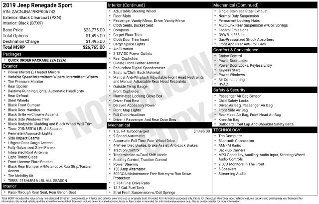 Used 2019 Black Jeep Sport image 3