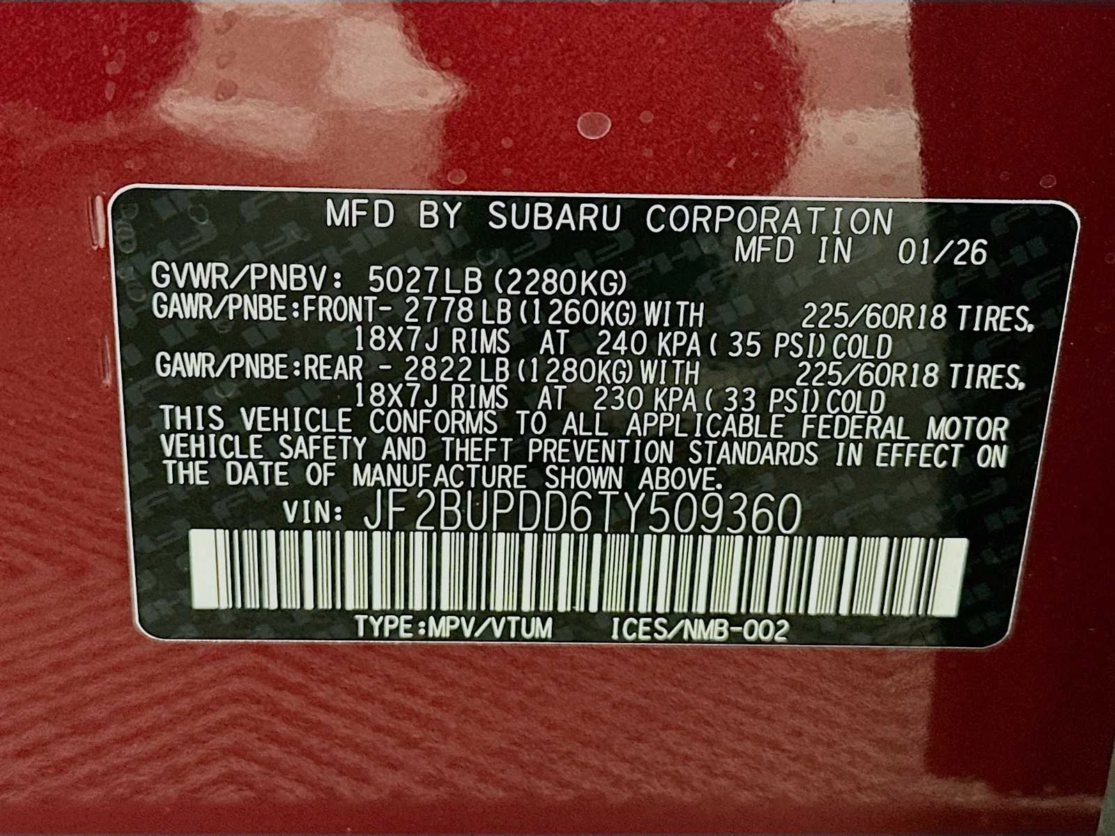 New 2026 CRIMSON RED PEARL Subaru Limited image 31
