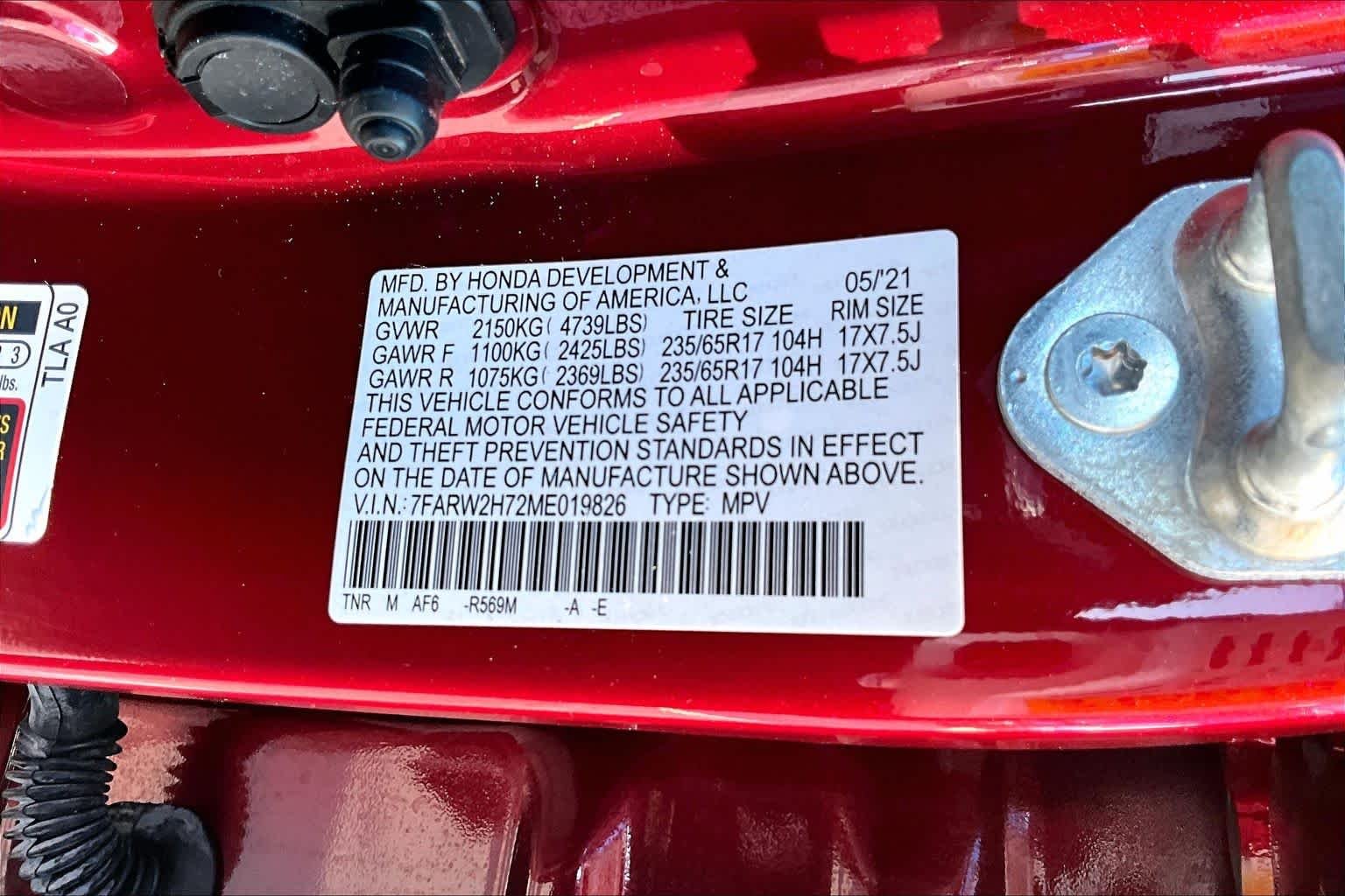 Certified Used 2021 Radiant Red Metallic Honda Special Edition image 34
