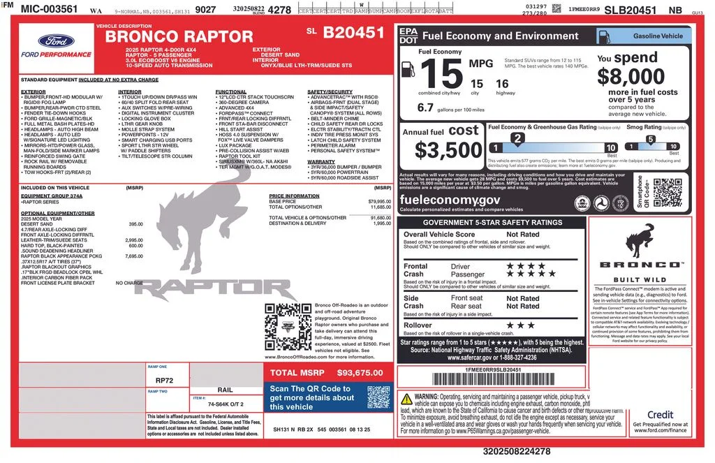 New 2025 Beige Ford Raptor image 8