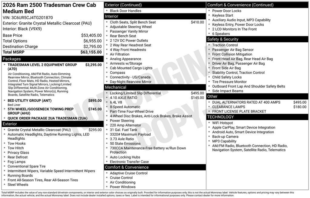 New 2026 Granite Crystal Metallic Clearcoat RAM Tradesman image 24