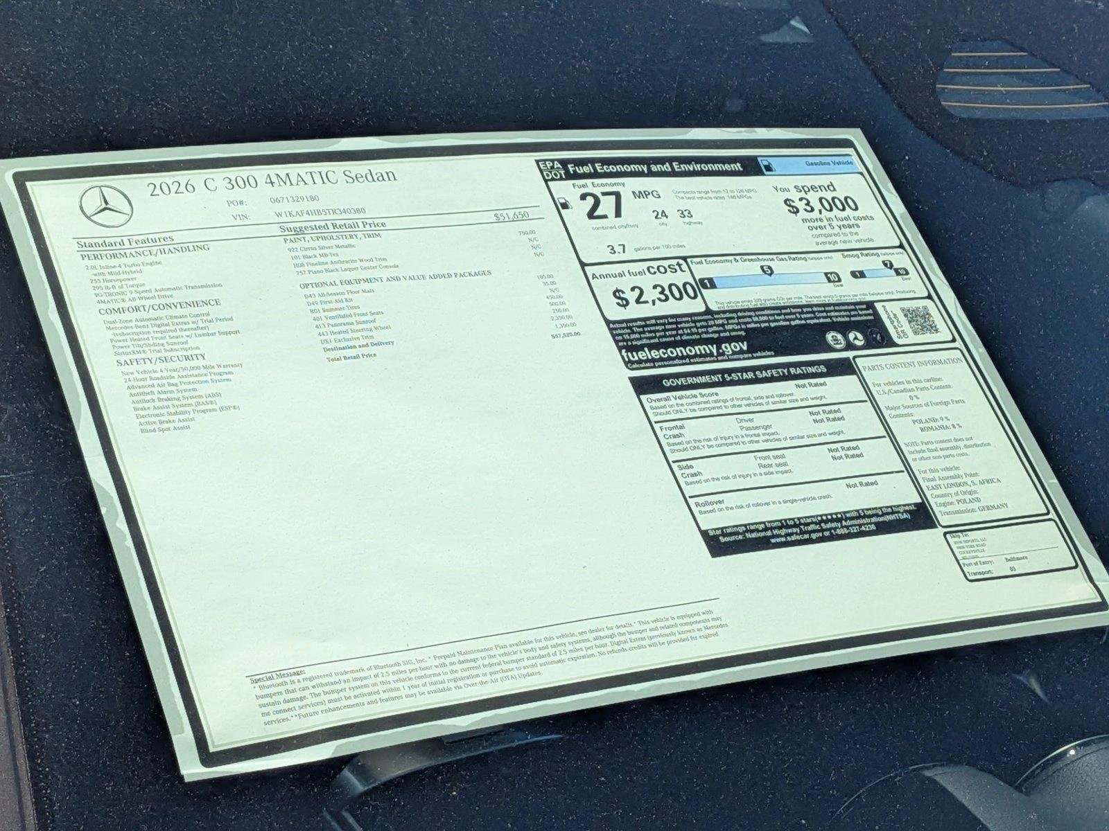 New 2026 Cirrus Silver Metallic Mercedes-Benz C300 image 20