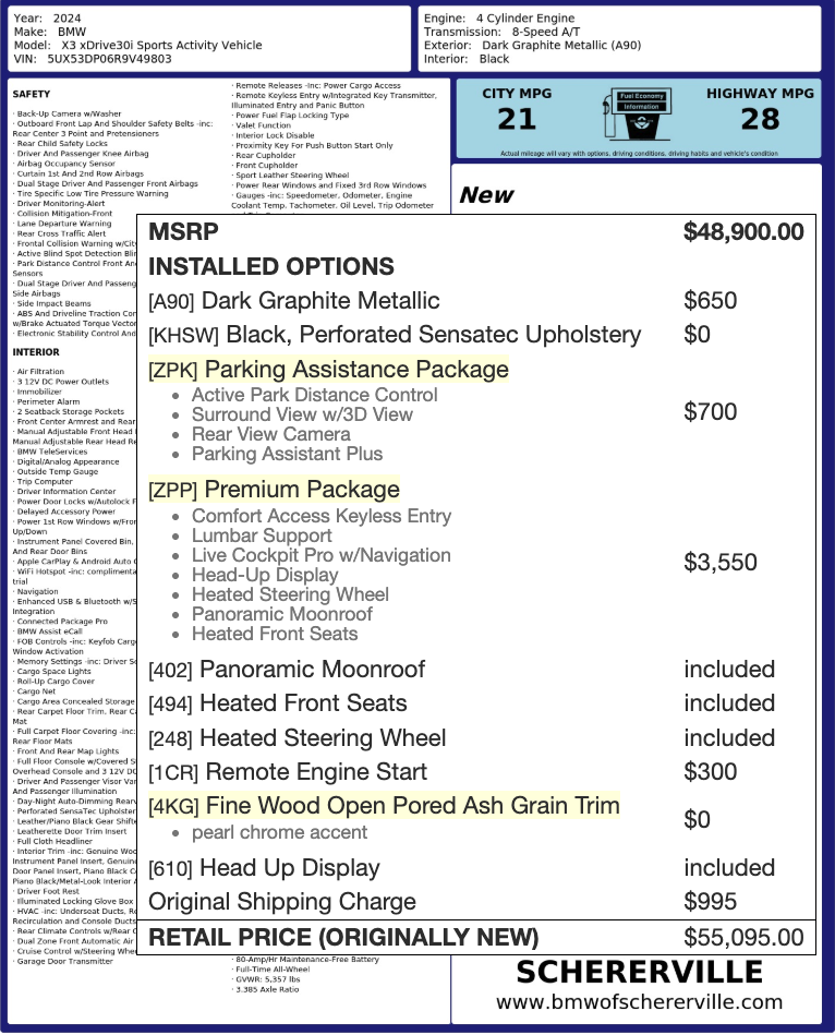 Certified Used 2024 Dark Graphite Metallic BMW xDrive30i image 3