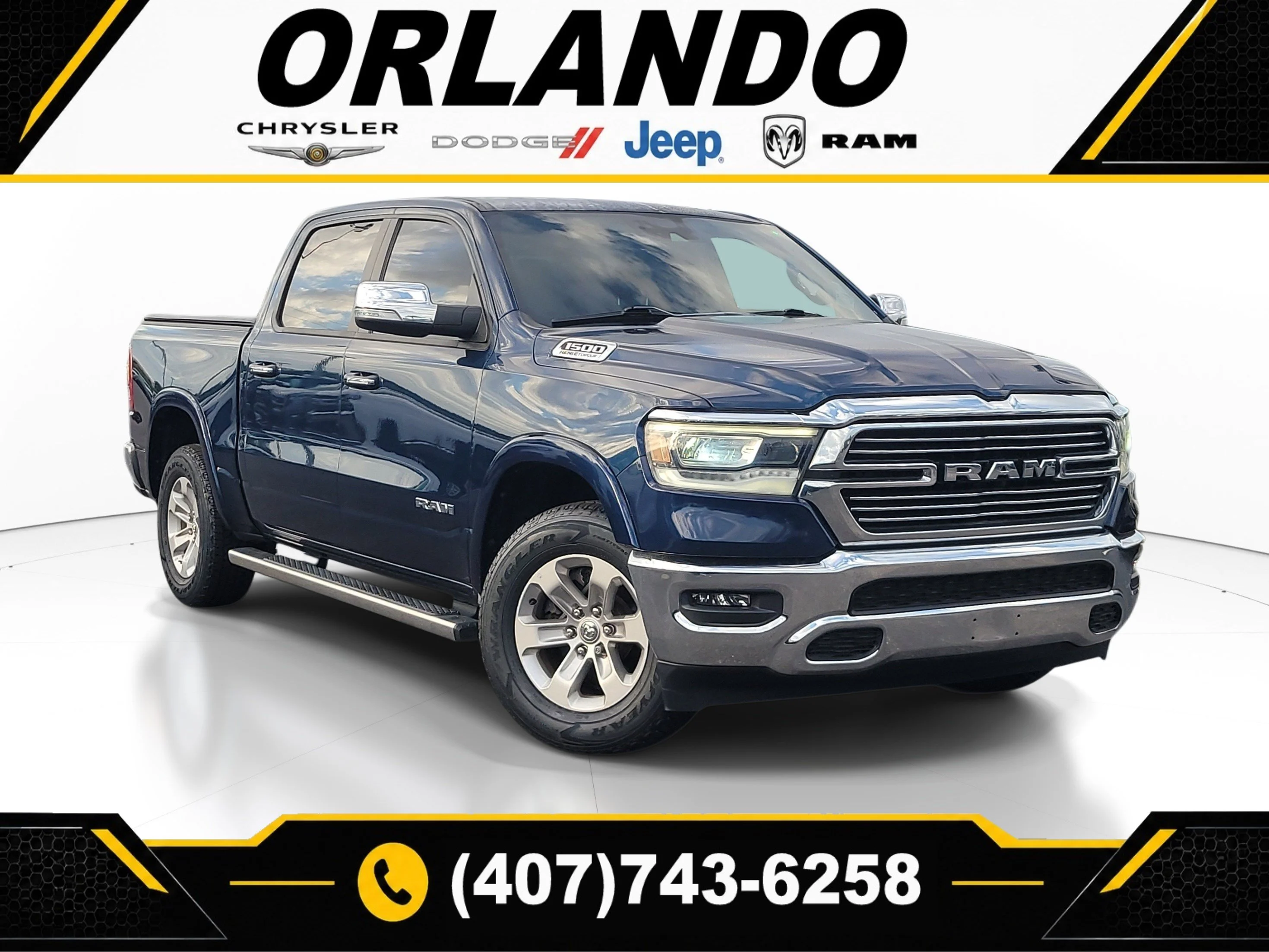 Used 2022 Patriot Blue Pearlcoat Ram Laramie image 1