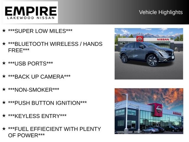 Used 2024 Nissan ARIYA Engage with VIN JN1CF0BB0RM737282 for sale in Lakewood, CO